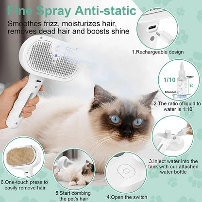 Pet Steam Spray Grooming Brush