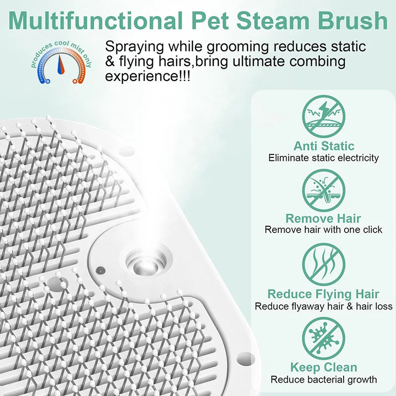 Pet Steam Spray Grooming Brush