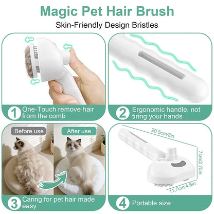 Pet Steam Spray Grooming Brush