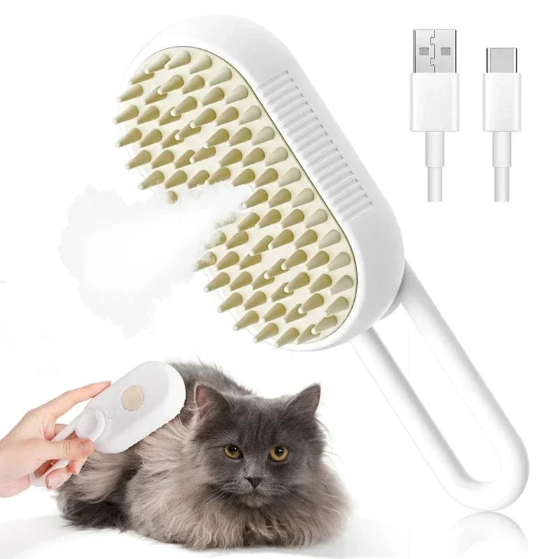 Pet Steam Spray Grooming Brush