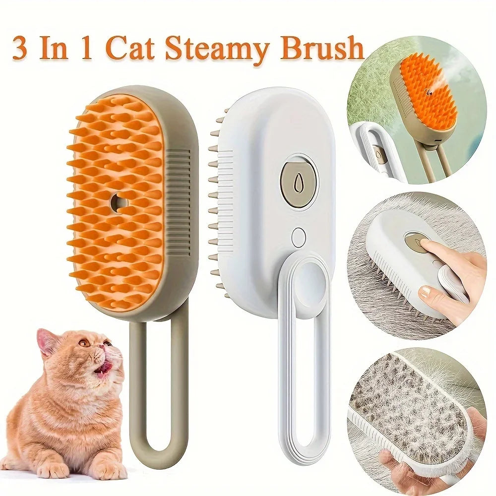 Pet Steam Spray Grooming Brush