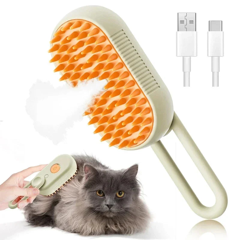 Pet Steam Spray Grooming Brush