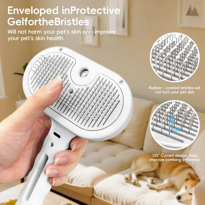 Pet Steam Spray Grooming Brush