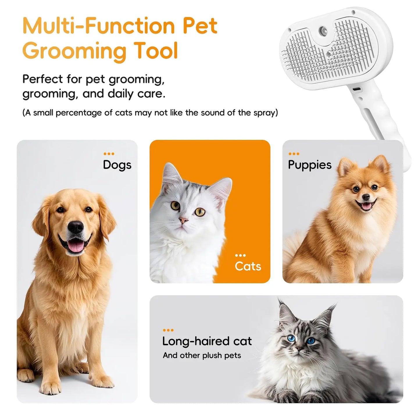 Pet Steam Spray Grooming Brush