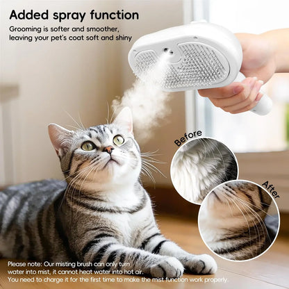 Pet Steam Spray Grooming Brush